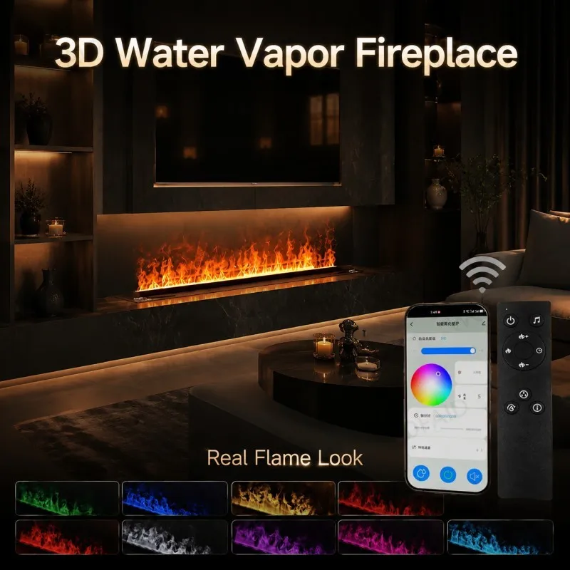 3D LED Flame Steam Decorative Electric Fireplace Smart Home Water Vapor Fireplace Electric Fireplace with Real Flame Appearance