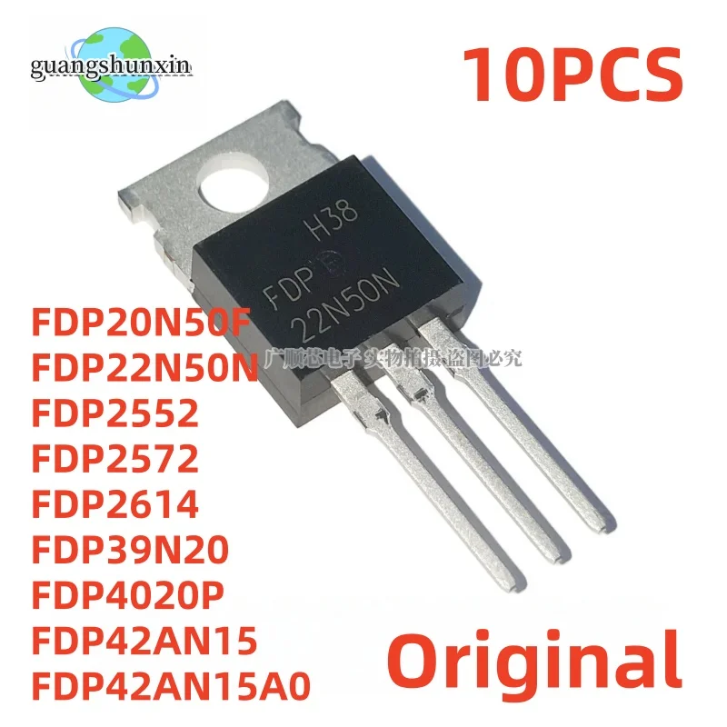 O transistor do poder do efeito de campo do MOS, FDP22N50N, TO-220, 500V, 22A, pode ser disparado diretamente, brandnew, 10 PCes