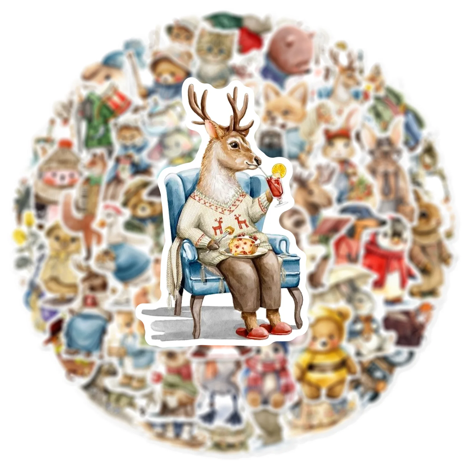 10/50pcs Vintage Funny Winter Forest Animal Stickers Aesthetic DIY Laptop Phone Bottle Luggage Waterproof Graffiti Vinyl Sticker