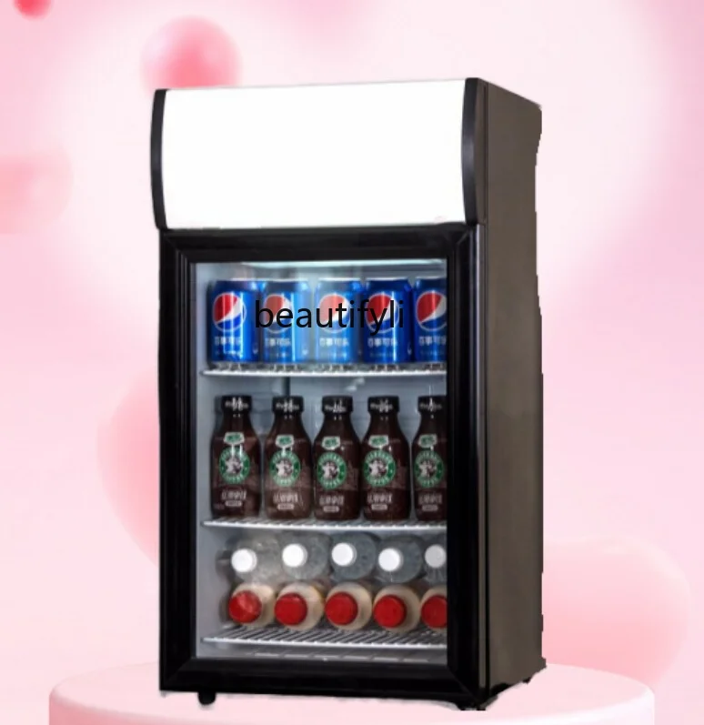 55L Refrigerated Cabinet Vertical Small Display Cabinet Desktop Side Door Fresh-Keeping Freezer Commercial Use