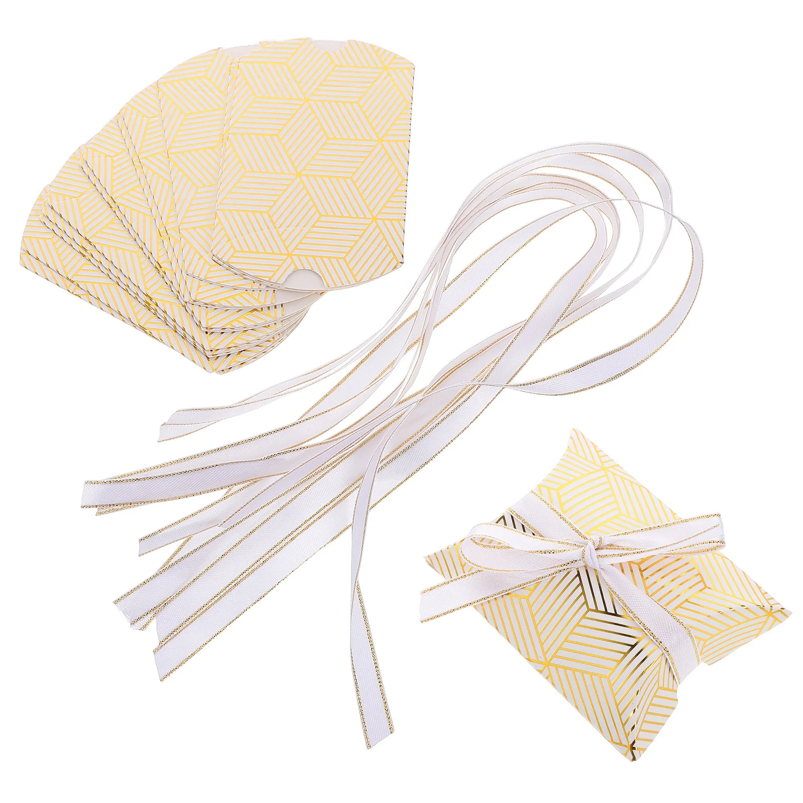 

50Pcs Mini Pillow Gift Boxes Wedding Party Favors Elegant Design Jewelry Soap Sweets Packaging Ribbon Decorative Favor Boxes