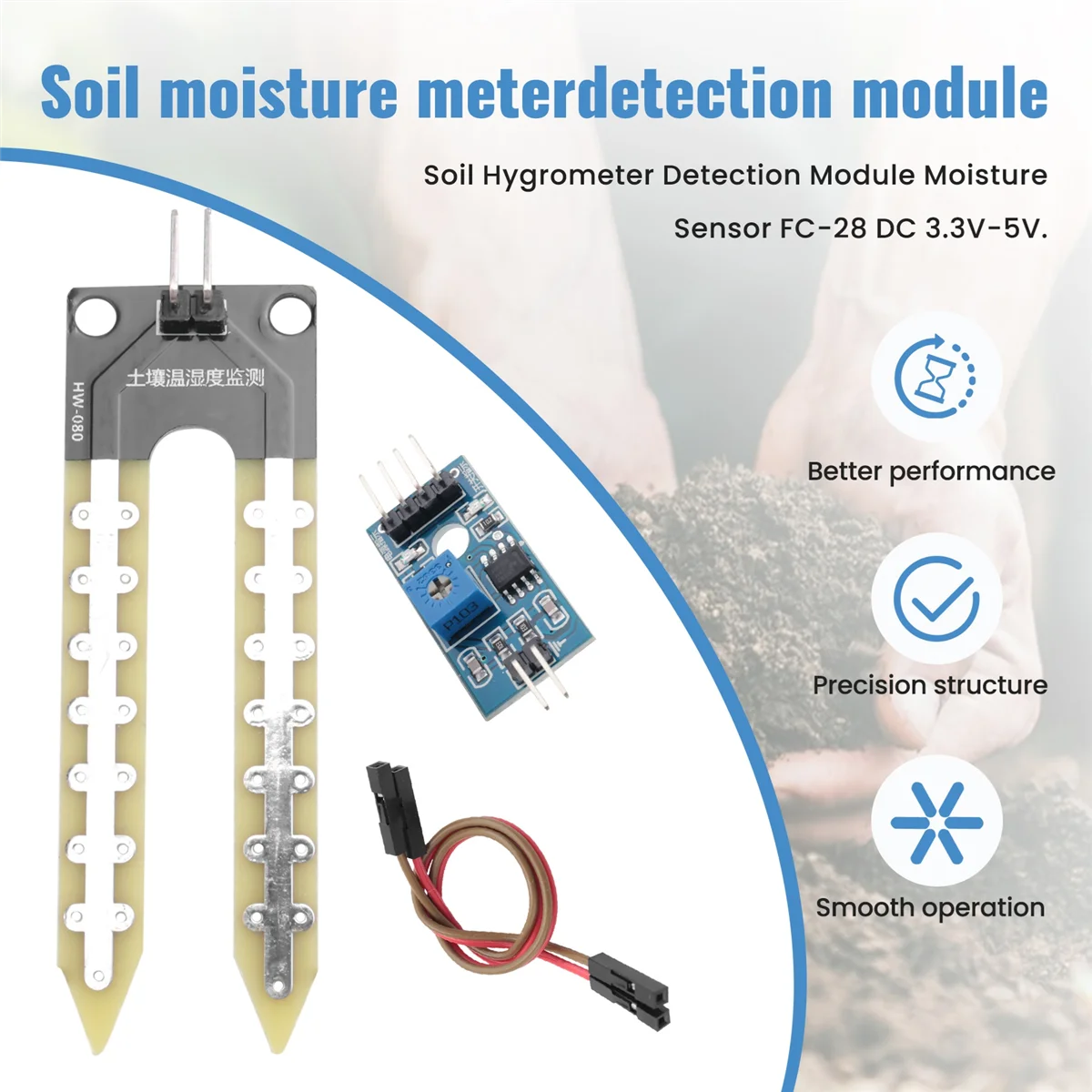 Soil Hygrometer Detection Module Moisture Sensor FC-28 DC 3.3V-5V LPY