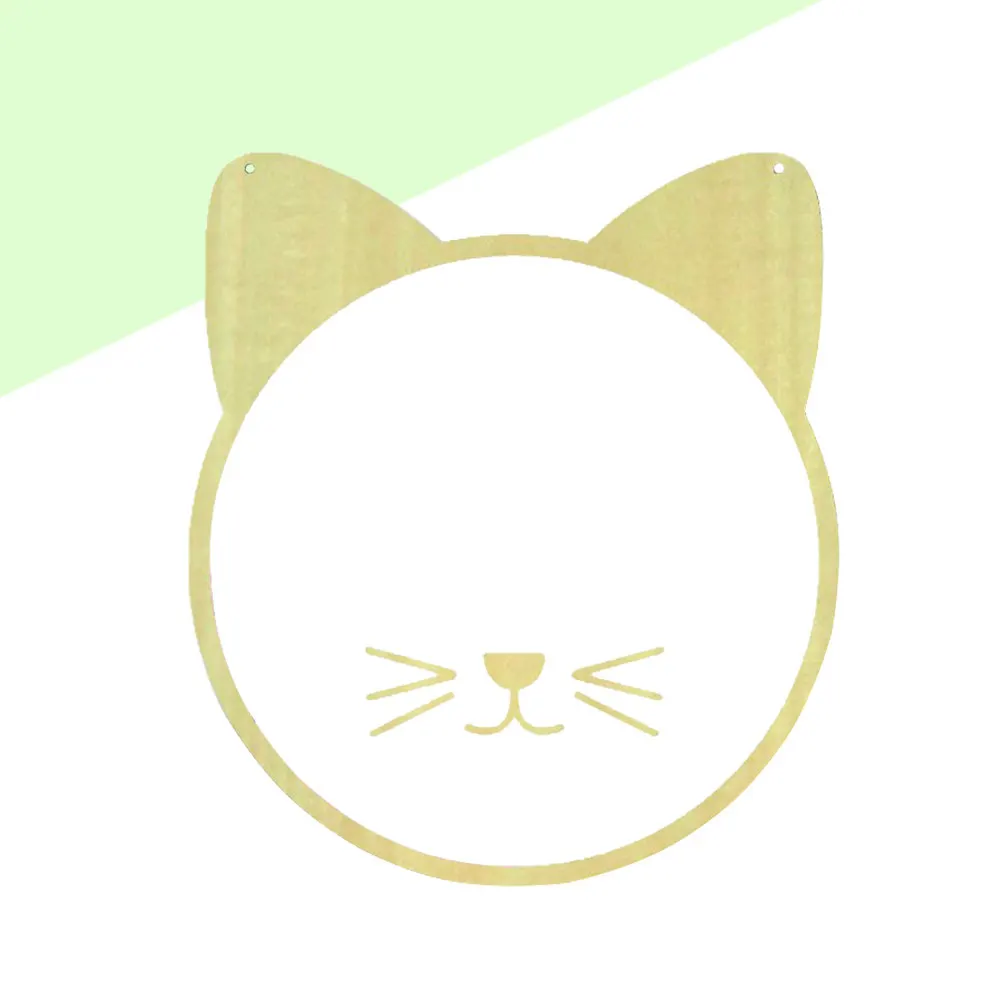 Acrylic Wooden Frame Cat-Shaped Mirror Safe Hanging Wall Mirror Pre-Cut Hole Easy Installation Cartoon Style Home Decoration