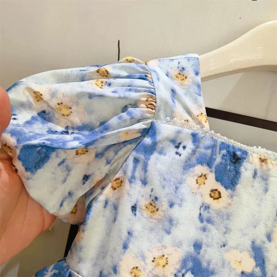 فستان بناتي صيفي جديد لعام 2025 فستان أميرة مزين بالزهور مطبوع بالكامل لـ 2 3 4 5 6 8 سنوات فستان للإجازات الترفيهي للفتيات #5