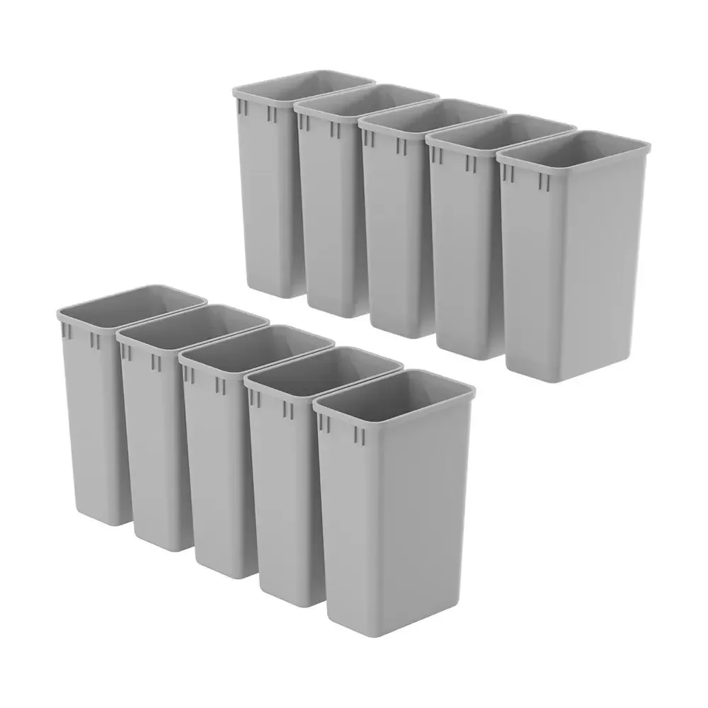 

Набор из 10 штук: штабелируемые мусорные корзины объемом 50 квартов (13 галлонов), пластиковые контейнеры для мусора для кухни, ванной комнаты, офиса - серые