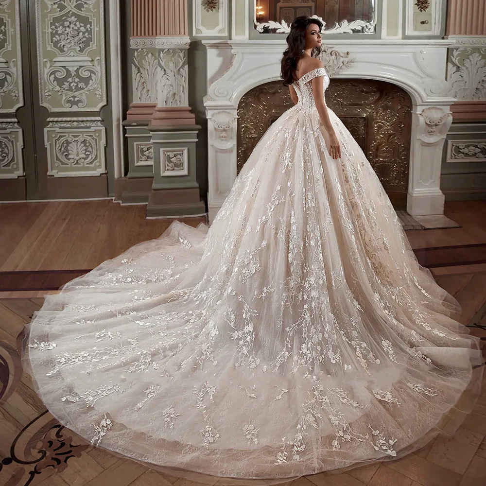 Abiti Da Sposa di lusso abiti Da Sposa con spalle scoperte Sexy con spalle scoperte abiti Da Sposa con perline applique con scollo a V abiti Ve Noiva Fl