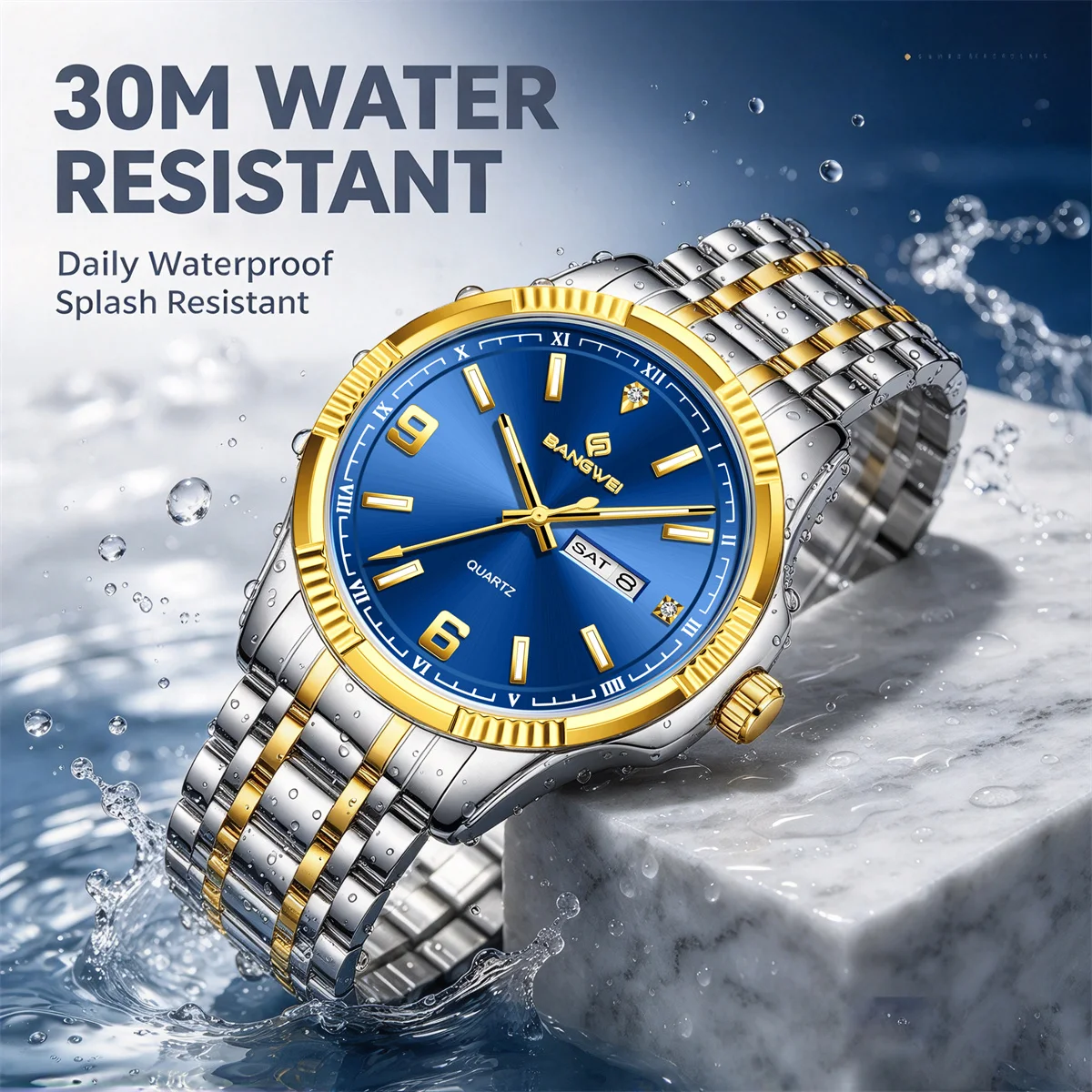 BANGWEI Men Watch Top Quailty Luxury Stainless Steel Chronograph Business Men Watch Waterproof Luminous Quartz Men's Watches
