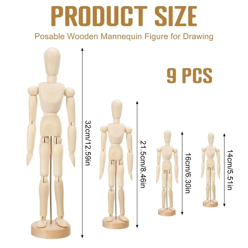 WOWFU-9 قطعة عارضة أزياء الفنان نموذج قزم خشبي رسم نموذج لجسم متحرك مع حامل عارضة أزياء مرنة مشتركة سهلة لنا