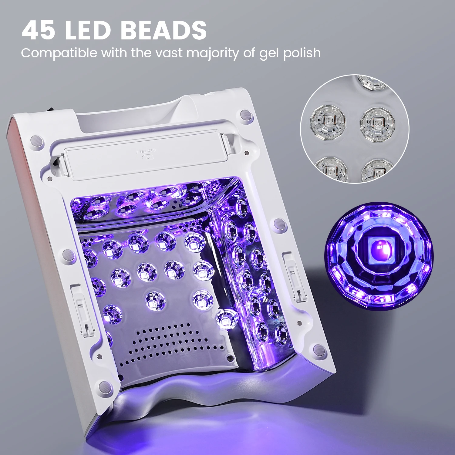 YOKEFELLOW Cordless Nail Lamp 5200mAh 115W Rechargeable UV Nail Lamp with 45PCS Powerful LED Professional UV Light for Gel Nails