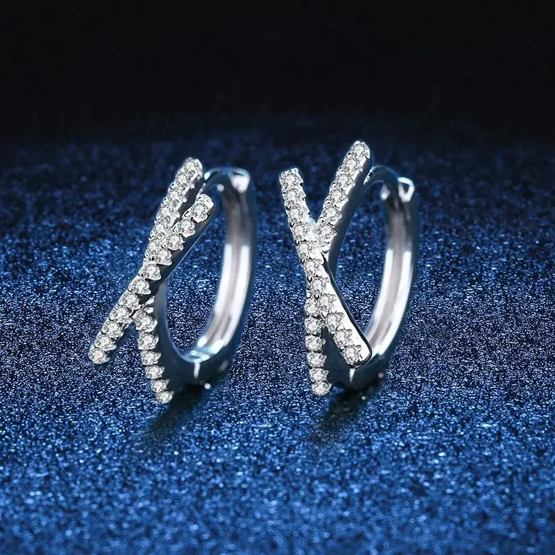 18K Gold Inlaid Diamond Bow Earrings, PT950 Platinum D-color Moissanite Women's Fashionable and Simple Earrings Jewelry