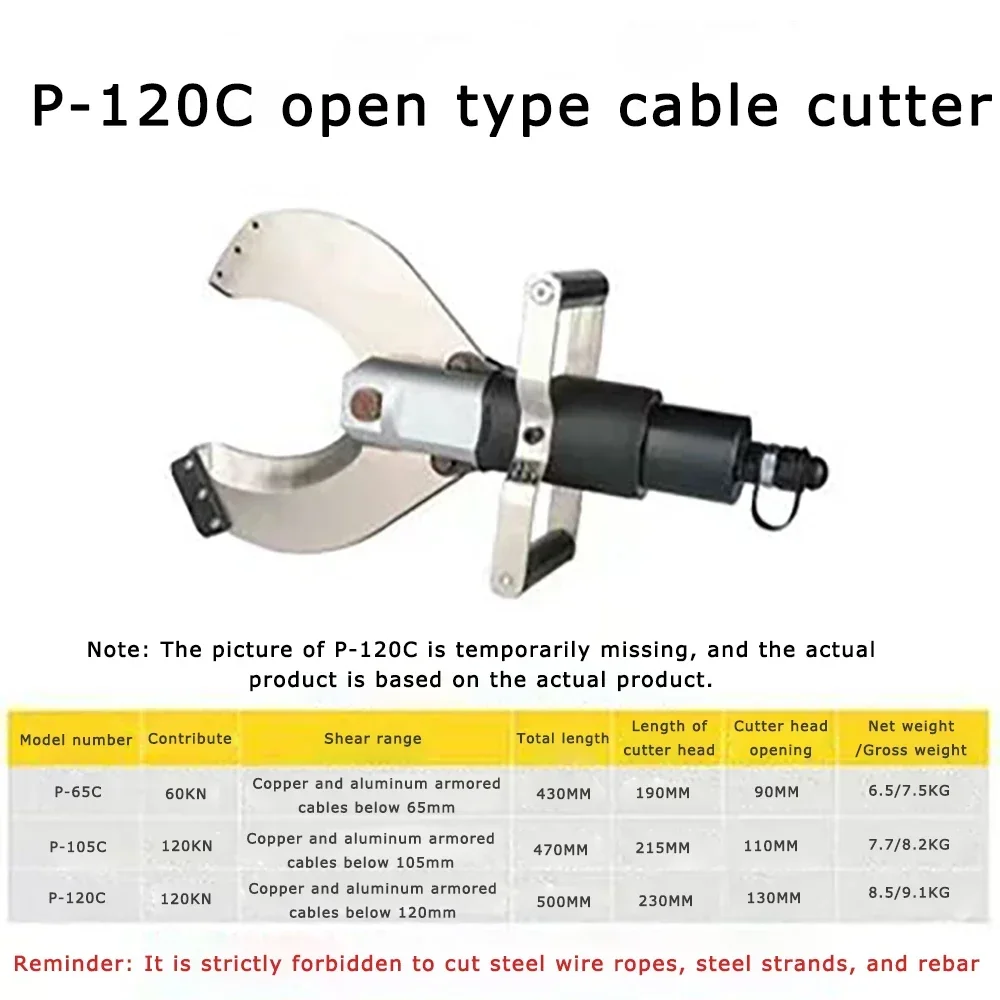 120kn Hydraulic Cable Cutting Head Cable Cutter Wire Cutter cut 120mm armoured Cu/Alu cable