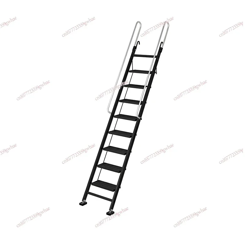 

Household Aluminum Alloy Attic Ladder, Ten Step Escalator, Thickened Engineering Ladder Mobile Folding Teles, Indoor and Outdoor