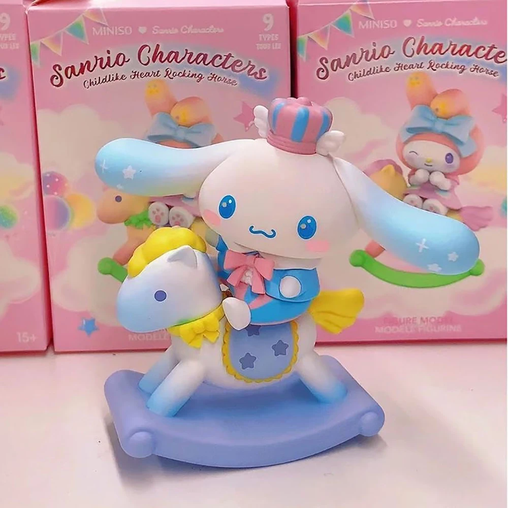 Sanrio Kuromi Cinnamoroll Melody Pochacco Lala Kiki Rocking Horse Series Doll Original Kawaii Cute Birthday Gift for Kids