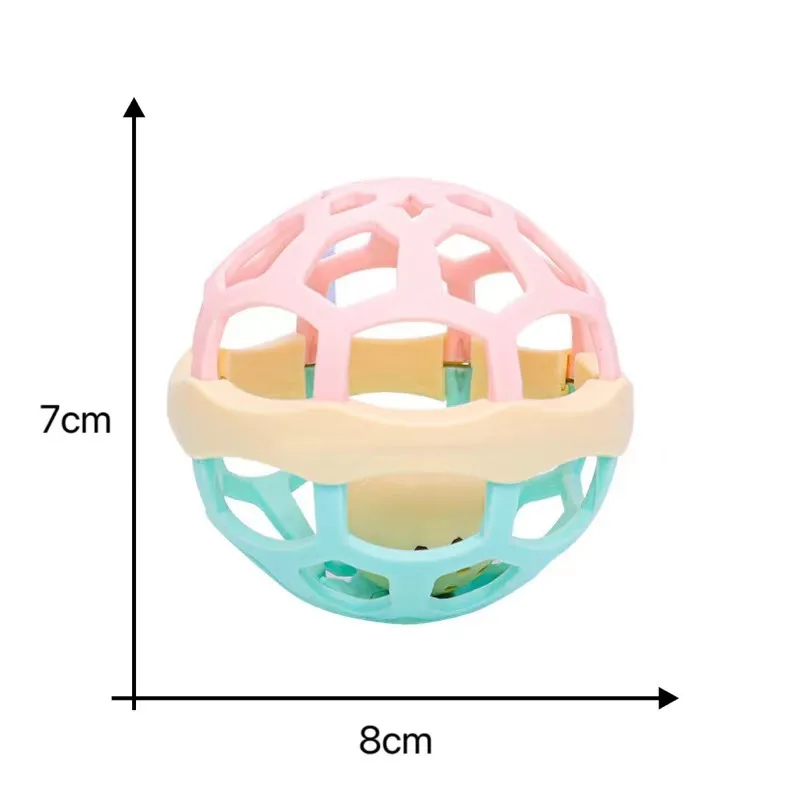 아기 핸드벨 딸랑이 치발기 공, 신생아 어린이 선물, 소프트 실리콘 무료 교육, 0-12 개월 몬테소리 장난감