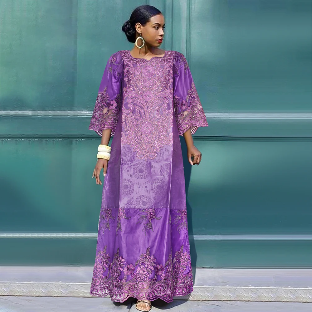 

African Clothes Traditional Women Bazin Riche Embroidery Dashiki Outfits Dubai Turkey Nigerian Robe Plus Size Ladies Clothing