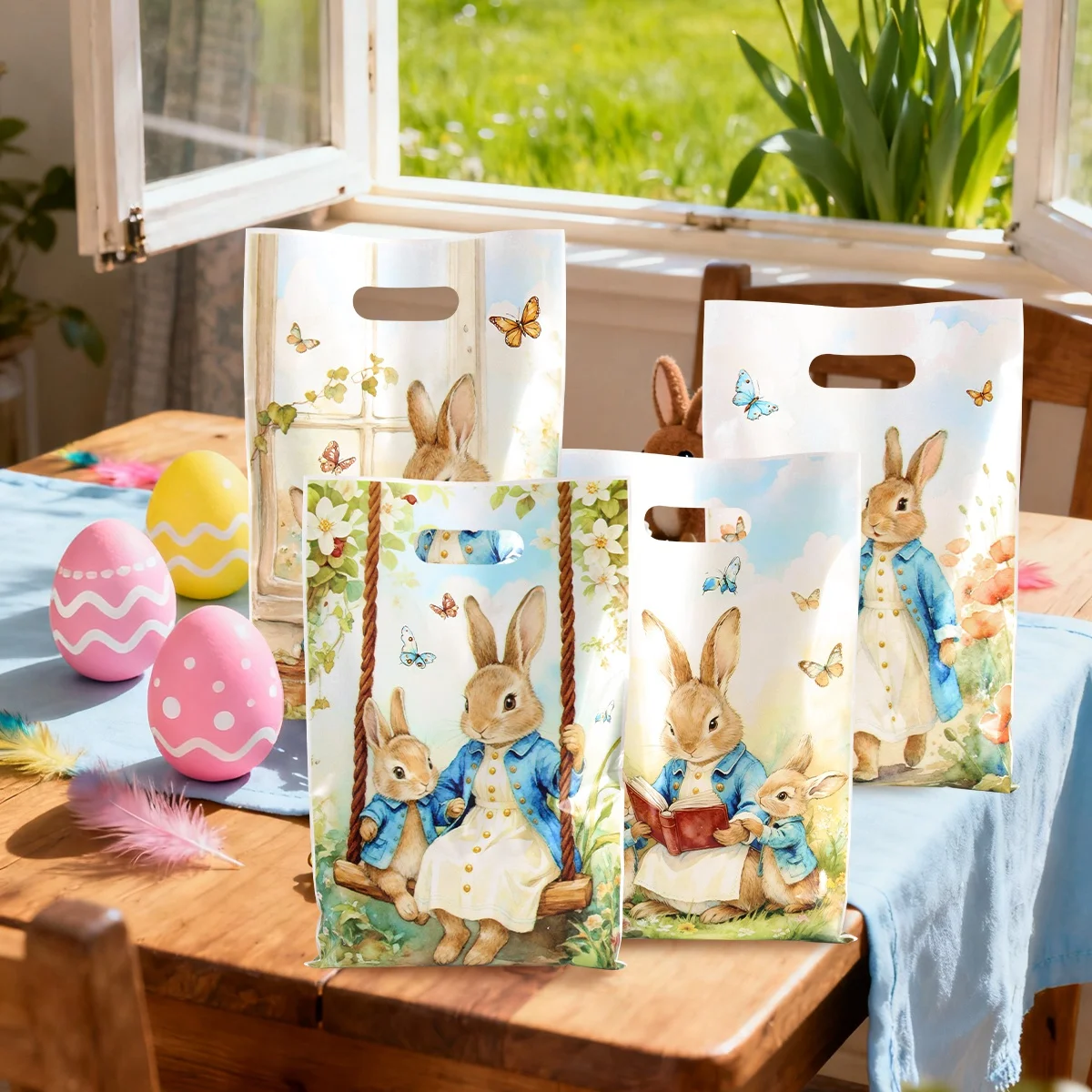 10/20/50 Stück Frohe Ostern Geschenktüten Zellophan Leckerli Beutel Süßigkeitentüte Niedliches kleines Kaninchen Hase Muster Opp Beutel Partygeschenke Verpackung – Detail 6
