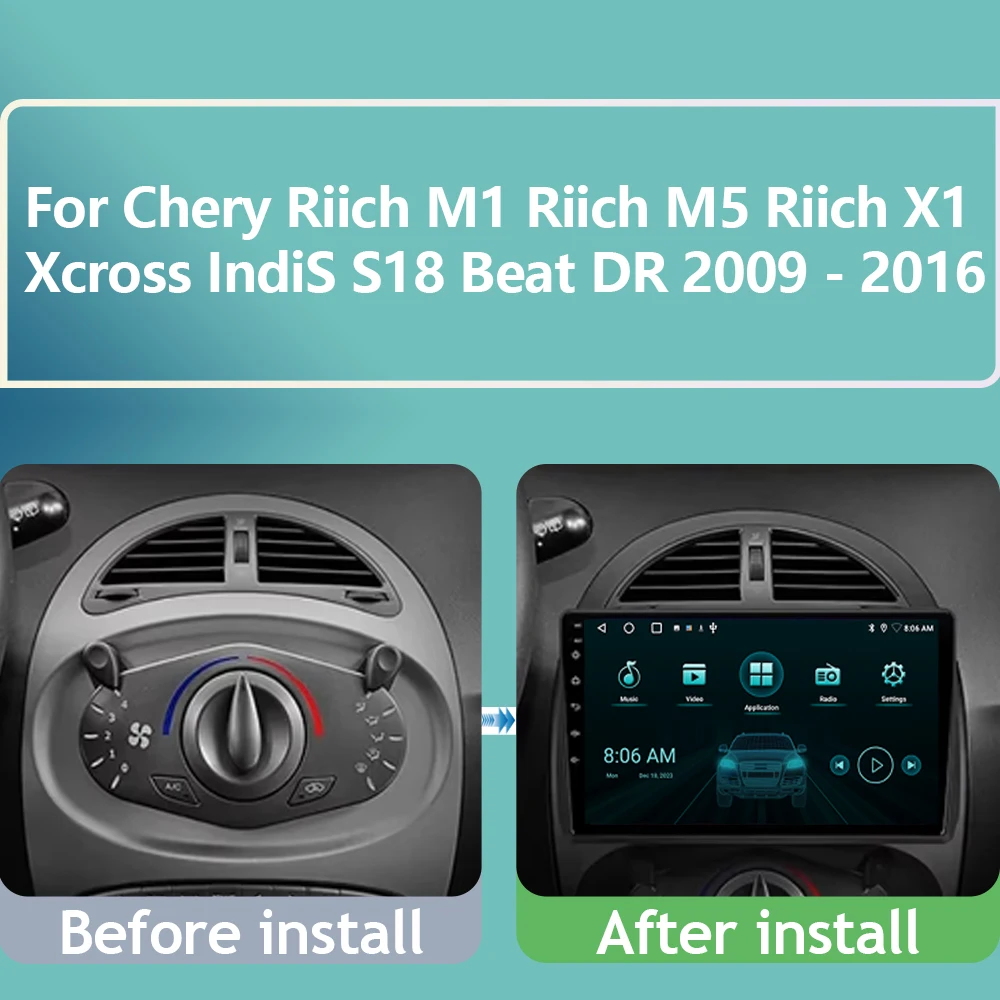 Android Auto For Chery Riich M1 Riich M5 Riich X1 Xcross IndiS S18 Beat DR 2009 - 2016 Car Multimedia Video Player Navigation BT