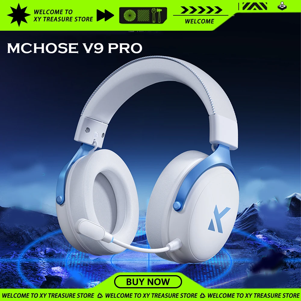 MCHOSE V9 Pro Wireless Headphone Noise Redutcion Mic Three Mode C-Media 7.1 Channel Long Battery Life Custom Gaming Headset