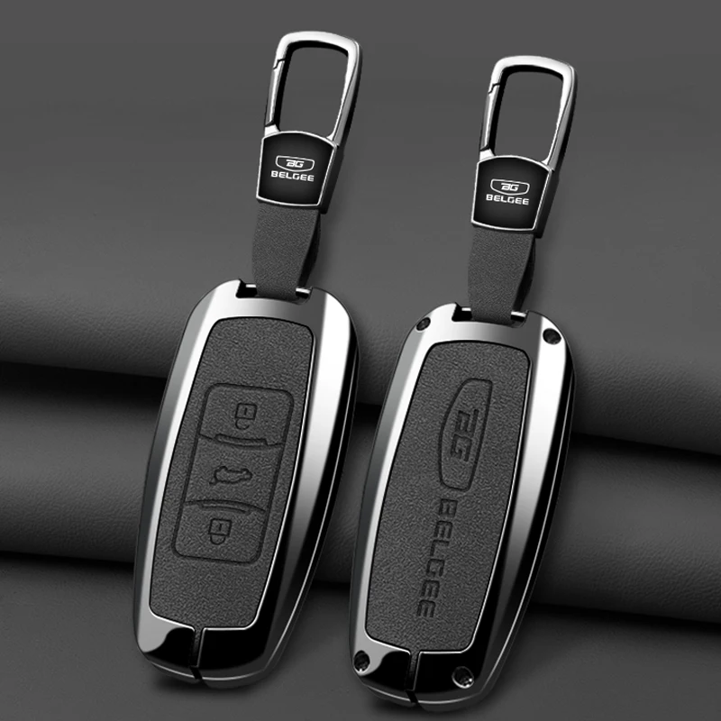 For Geely BELGEE Emgrand Borui PRO Star Rising Yue L Advanced Vision ICON Alloy Leather Car Key Case Protector Shell Keychain