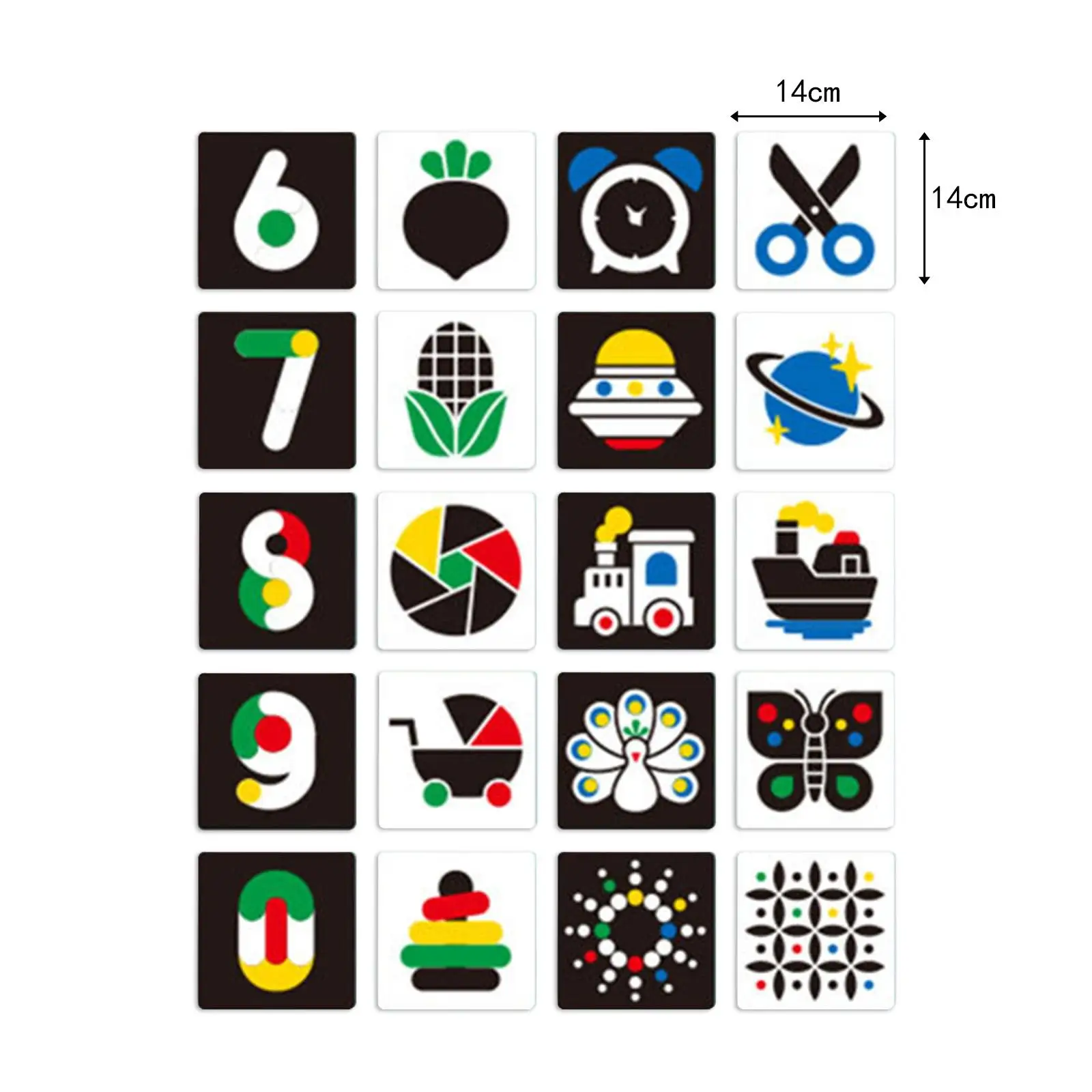 Cartes de contraste pour bébé Flashcard à contraste élevé, cartes de simulation visuelles de tri des couleurs portables pour la Concentration préscolaire