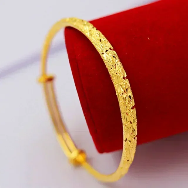 Pulsera de oro puro de 24k para mujer, brazalete elegante y ajustable con diseño de dragón y Fénix, AU999