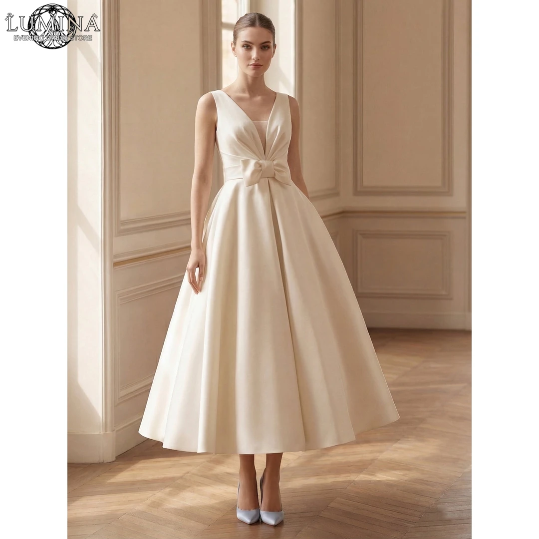 Vestido de Gala Lumina A Word Corset 2026 para Mujer, Vestido de Lujo de Satén Elegante para Eventos Especiales, Vestido de Noche con Solapa para Baile de Graduación