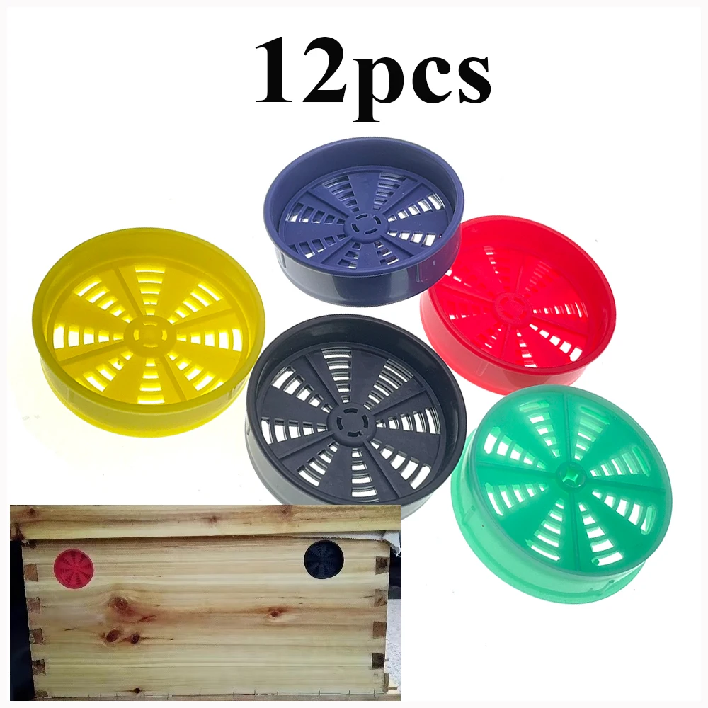 12PCS Plastic Round 53mm Beehive Vent Cooling Door Rotate Close And Ventilation In Summer Or Migratory Beekeeping Tools Supplies