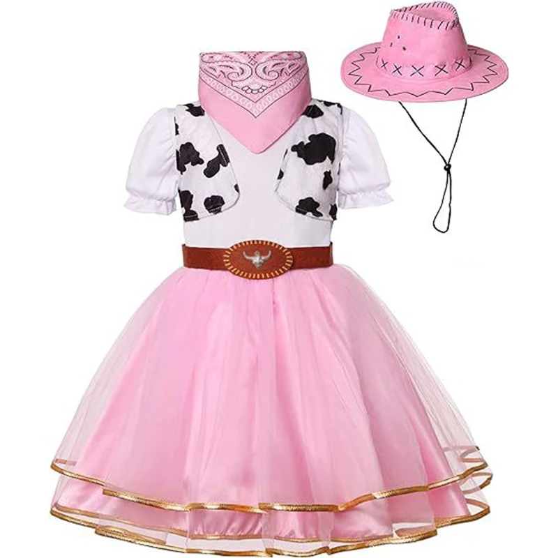 

Enfant Cowboy Costume Enfants Carnival Halloween Pink Cow Dress Up Costumes Niño Western Fancy Outfits Set Cosplay