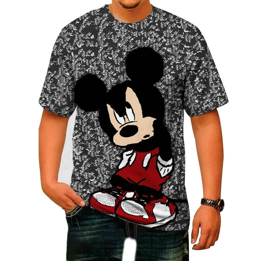 

Disney Summer Men Mickey Mouse T-Shirt Cute Cartoon Printed Tops Tees Fashion Short Sleeve Clothing Male Daily Casual Streetwear