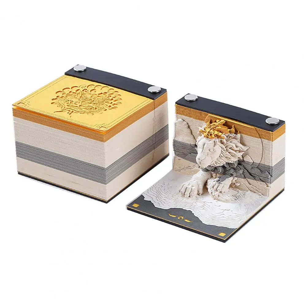 Bloc de notas 3d, juego de Bloc de notas tallado en papel con dinosaurio, guepardo, rinoceronte, decoración de escritorio, portalápices, regalo para arte Diy