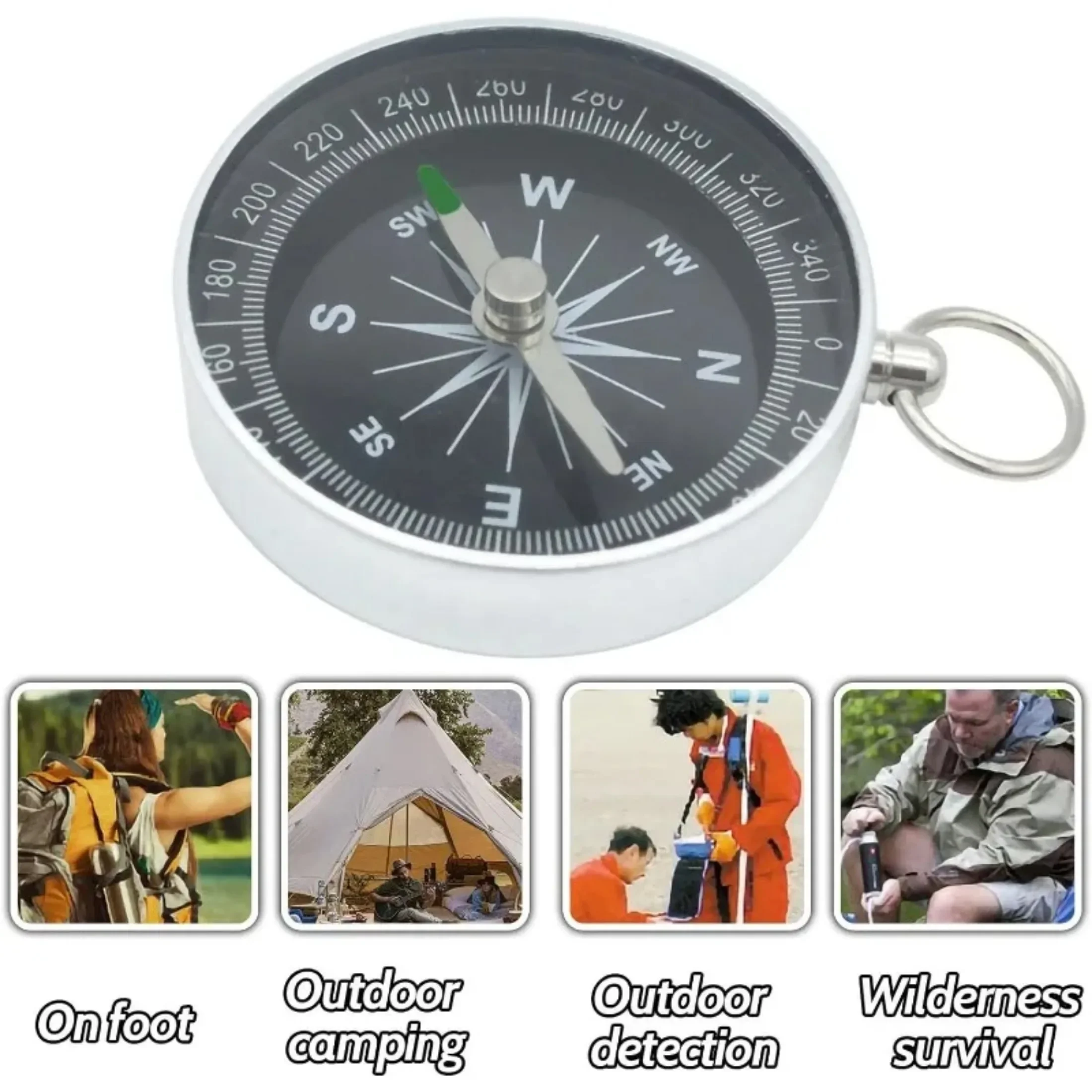 Portable Outdoor Survival Compass Stainless Steel Lightweight Emergency Compass for Trekking Hunting Hiking Camping tool