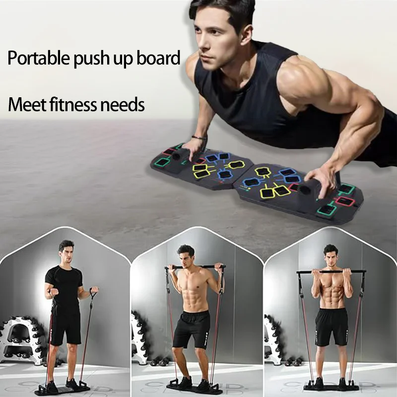 Tragbares multifunktionales Push-up-Board-Set mit Griffen, faltbare Fitnessgeräte für Brust, Bauch, Arme und Rückentraining – Detail 5