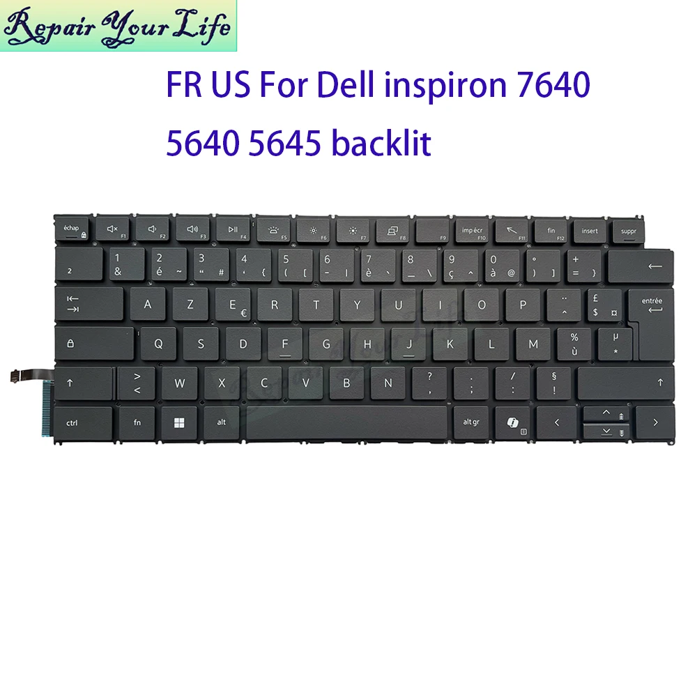 

US English French AZERTY Keyboard Backlight For Dell Inspiron 7640 7645 7440 7441 7445 5440 5445 Backlit Notebook Teclado New