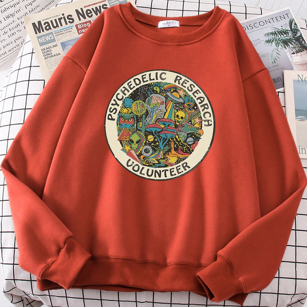 Psychedelic Research Volunteer Colourful Retro Print Man Hoody Vintage Fashion Long Sleeves Comfortable Clothing Men Sweatshirts