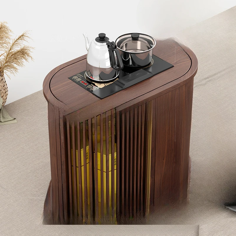 

Light luxury new Chinese tea Solid wood multi-functional boiling water disinfection integrated simple living room tea rack