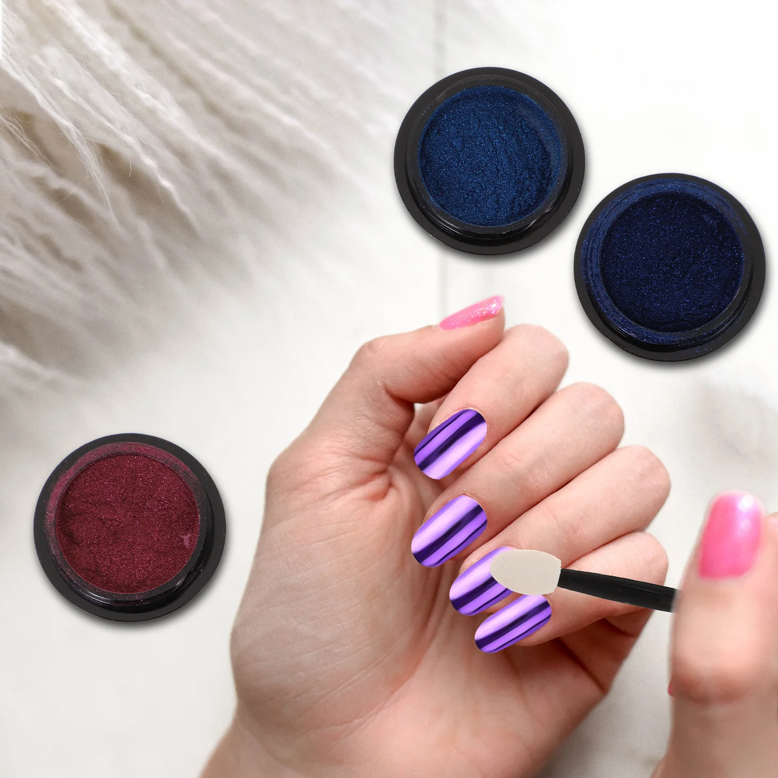 6 set di polvere per unghie effetto specchio fai da te nail art decor pigmento glitter iridescente per manicure per unghie in gel acrilico