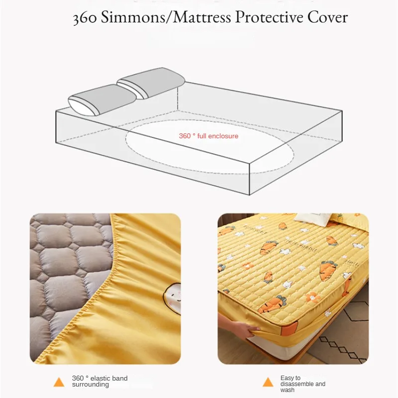 Air Permeable Cover Thick Quilted Mattress Cover Elastic Double Bed Fitted Sheet Protector Soft Warm Deep Pocket Mattress Topper