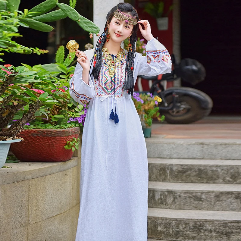 

Ethnic Style Dress Dali Lijiang Yunnan Tourism Wear Women's Clothing Miao' S Exotic Skirt