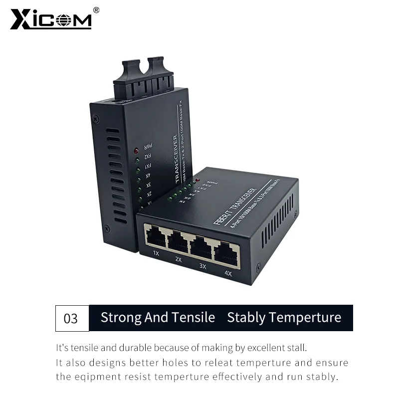 1 Pcs 10/100M 20KM 2 Fiber Optic Ports 4 RJ45 Port Media Converter 1310nm/1550nm&1310nm Single Mode SC Fiber Optical Transceiver