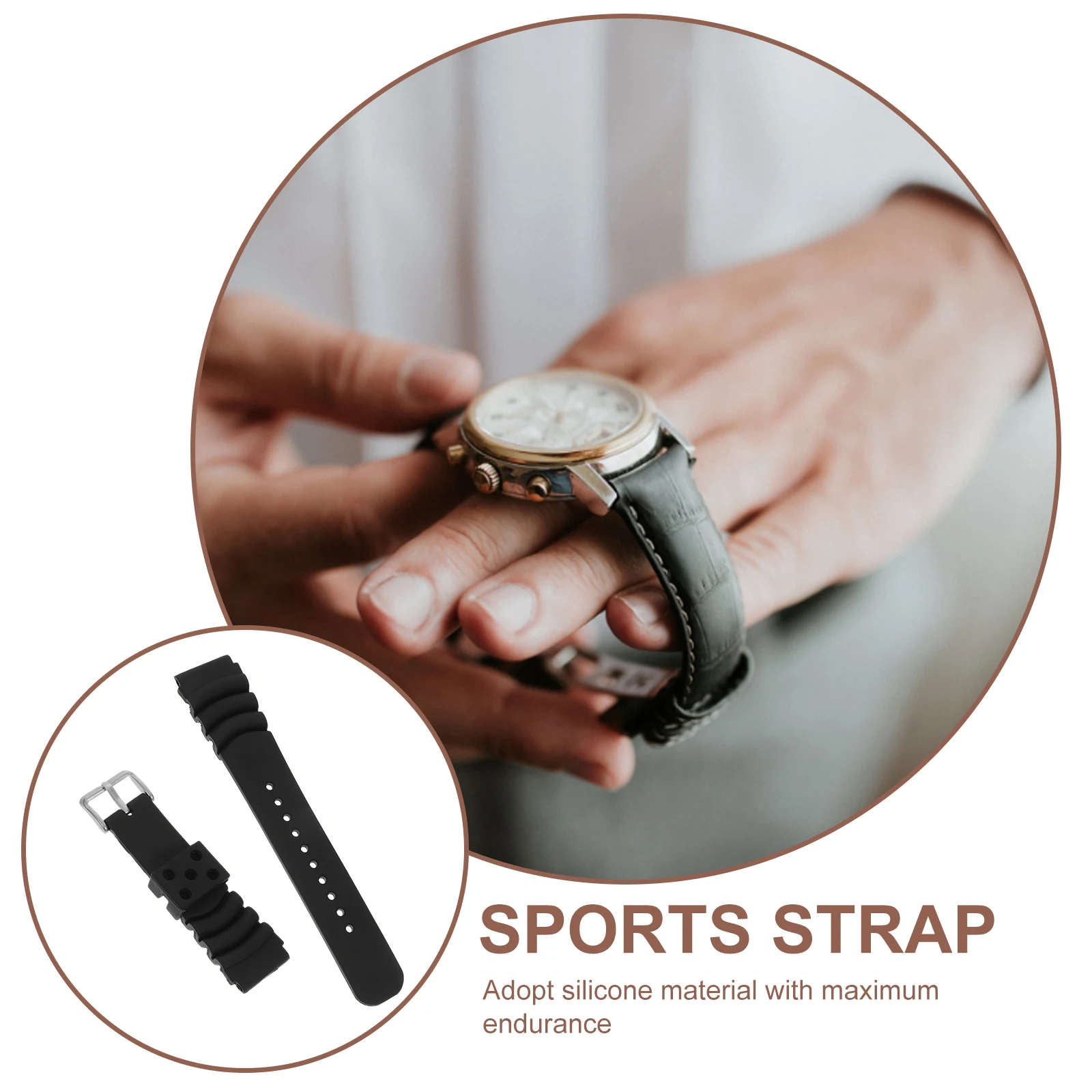 

Stylish Waterproof Silicone Watch Band Durable 22mm Watch Strap Watch Wristband for Replacement (Black)