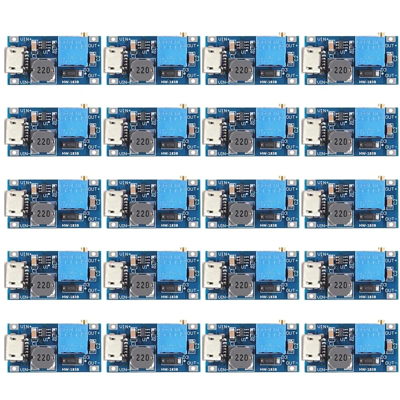 20PCS MT3608 DC-DC Step Up Converter Module Adjustable Booster Power Supply Module Voltage Regulator 2A Max 2V-24V To 5/9/12/28V