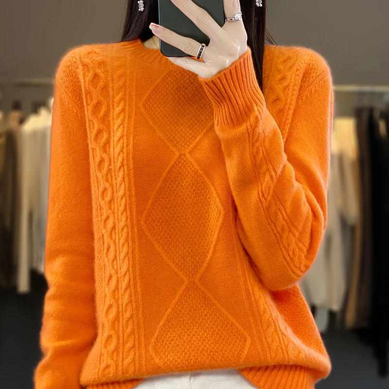 

Легкий роскошный осенне-зимний однотонный свитер из 100% мериносовой шерсти с круглым вырезом, кашемировый пуловер с длинными рукавами, классическая одежда, топ