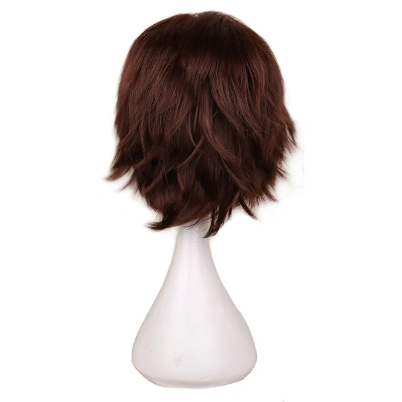 Short Cosplay Wig with Bangs for Men, Synthetic Hair, Anime Costume, Halloween Wigs, Black, White, Purple, Blonde, Red