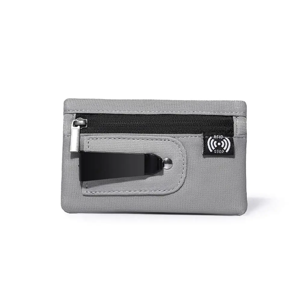 Robuste Mini-Geldbörse aus Polyester mit Reißverschluss und Gürtelclip, 7 Farben, einfache Stofftasche, nicht geflochtener Karten-Organizer für Herren und Damen