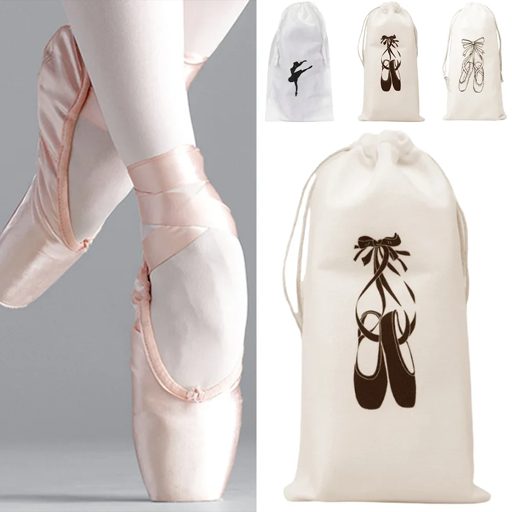 Saco de armazenamento de sapatos de dança de balé com cordão duplo portátil saco de flanela senhoras bailarina sapatos de dança saco pacote bolso