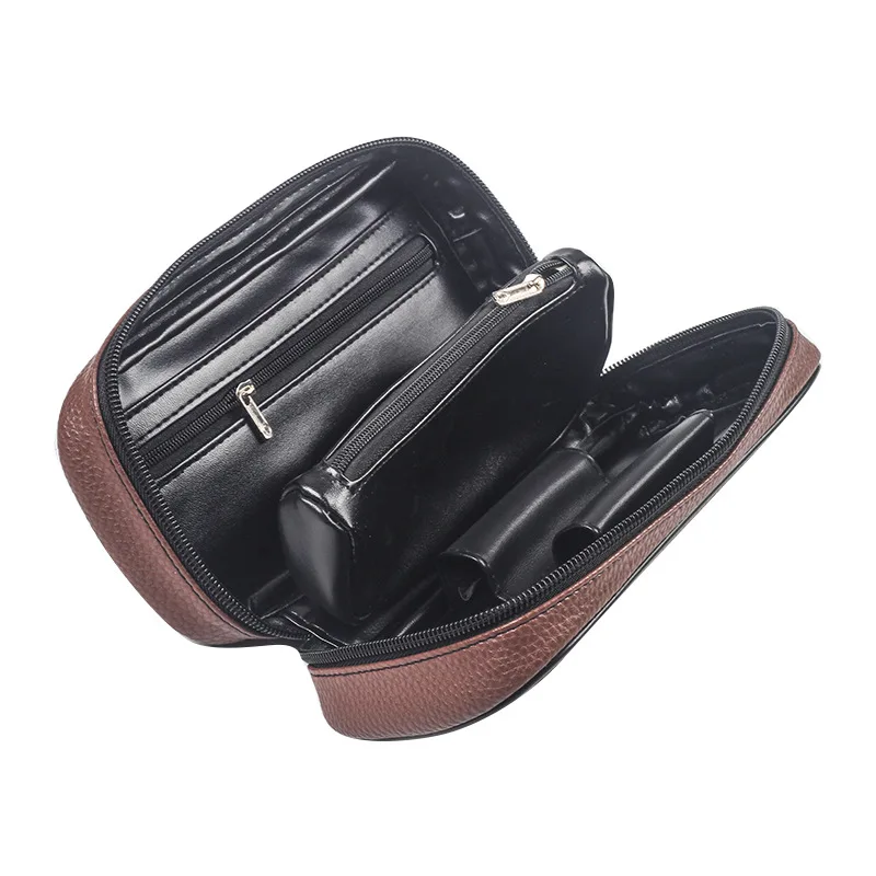 CHANCHAN 3 Colors Leather Tobacco Bag Pipe Pouch Case Smoking Bag For 2 Pipes Tamper Filter Tool Cleaner Preserve Freshness