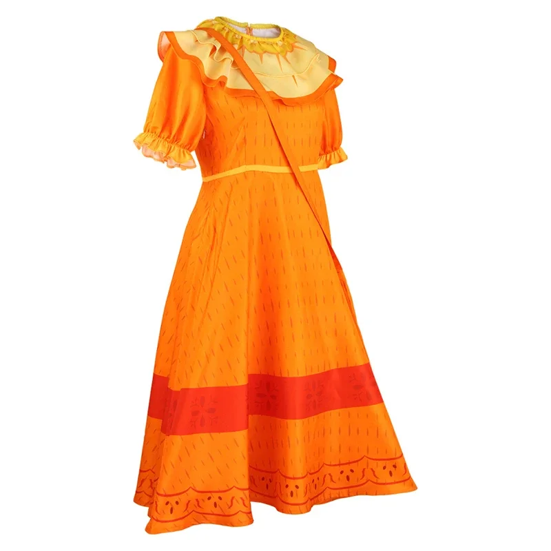 Anime Movie Madrigal Cosplay Costume Pepa Orange Adult Ruffle Princess Dresses Mirabel Charm Fancy Dress Carnival Gift