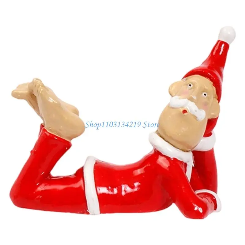 Figurines de père noël chacune dans différents poses, décoration de maison de noël, ensemble de peti