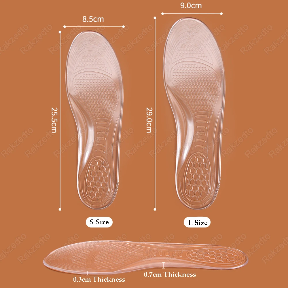 Silicone Orthopedic Shoe Pads for Flat Feet Arch Support Insoles for Shoes Man Woman Soft Gel Shock Absorbing Insoles for Boots