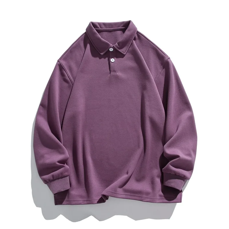 

Men's Button Lapel Contrast Color Casual Loose Pullover Sweater Lapel POLO Shirt Long Sleeve Top